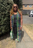 Hooded Basket Kimono - Green